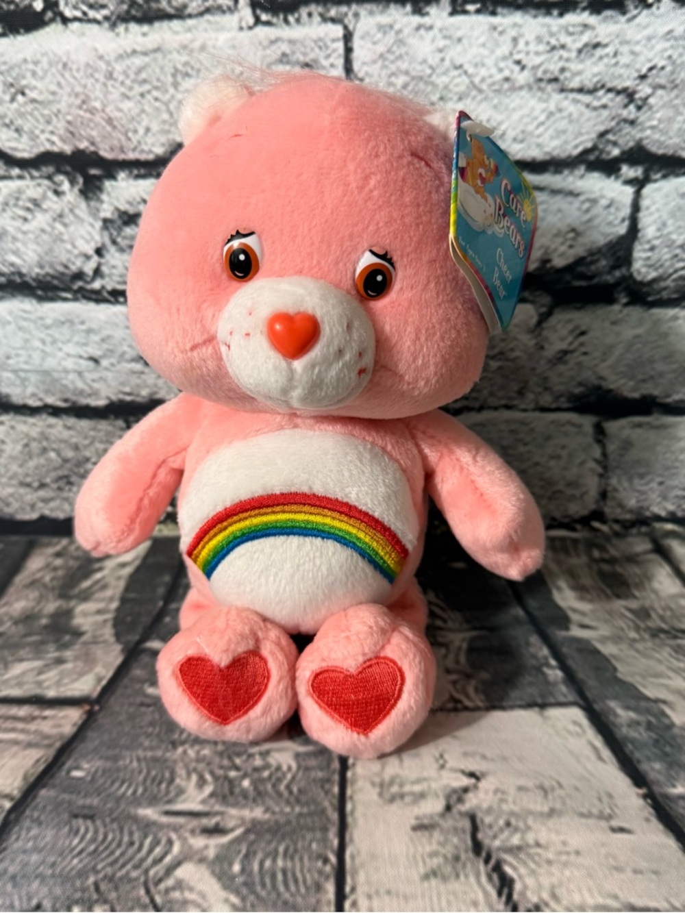 Vintage Care Bear 8” Cheer Bear Pink Plush With Rainbow NWT (CBPL-01)